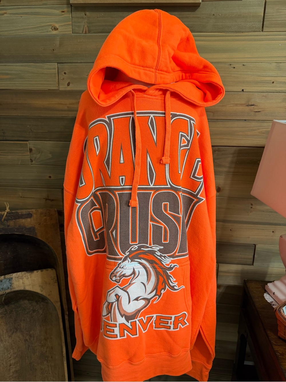 Orange Crewneck Hoodie with Denver Graphic